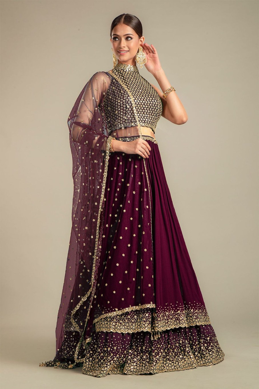 Black Georgette Gota Patti, Sequins, and Thread Embroidered Saree – Meena  Bazaar
